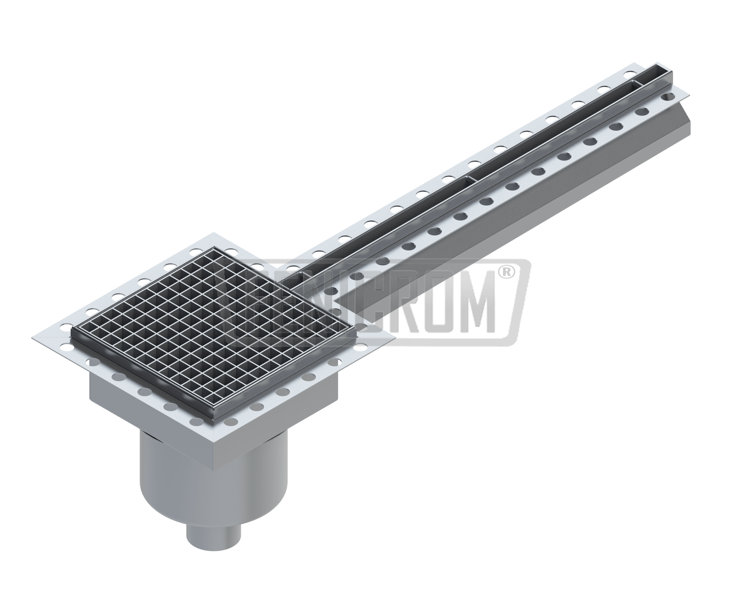 Caniveau à fente inox ITMP-KAG isolé charge lourde pente unique vers la sortie avec siphon inox France