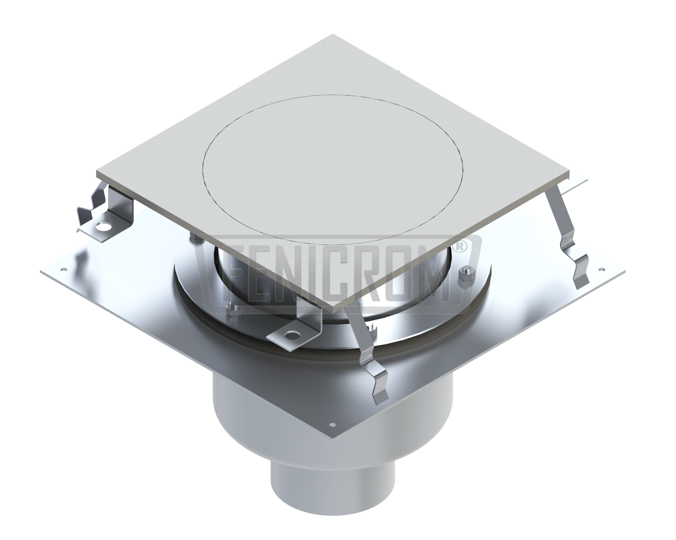 Siphons-de-sol-en-inox-HDAG-K-plaque-recouvrement-carree-isolee-etanche-verrouillable-charge-lourde-sortie-verticale-france