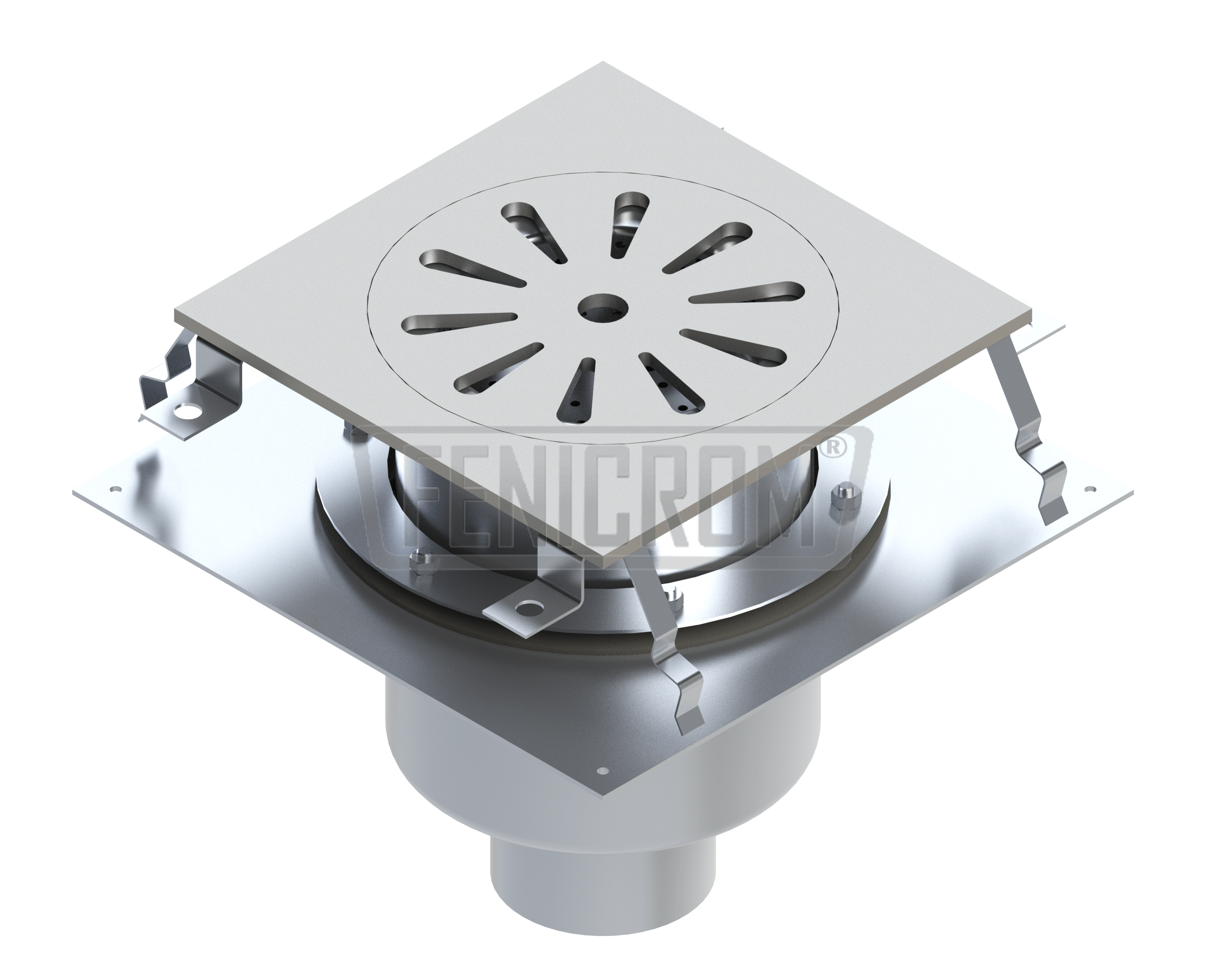 Siphons-de-sol-en-inox-PDAG-K-plaque-recouvrement-carree-isolee-etanche-verrouillable-charge-lourde-sortie-verticale-france